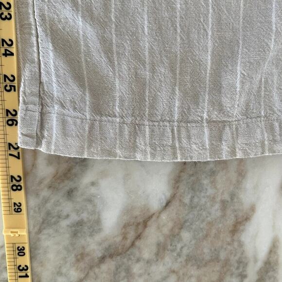 Linen Blend Wide Leg Jumpsuit Pant XL Button Front Boho White and Beige Resort - Picture 7 of 8